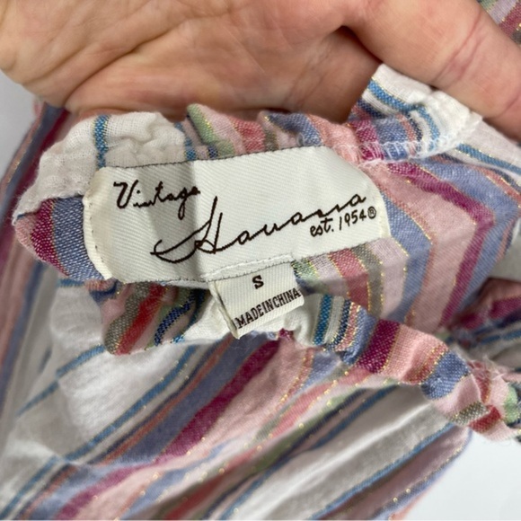 Vintage Havana Pink Striped Jumpsuit lurex‎ linen Sz S - Picture 6 of 9